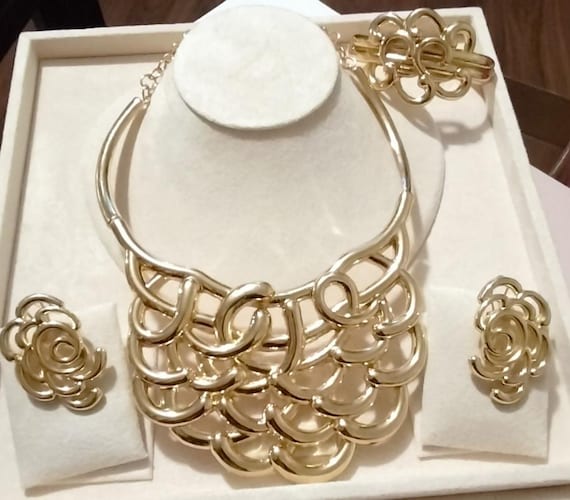 Elegance Original High Value Gold Earring Pendant 24K Gold Earring Jewellery 4Pieces Set