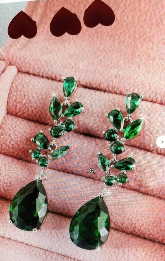 Sterling Silver Green Emerald Heart Clover Dangle Earrings for Women Teen Girls CZ Shamrock Drop Earrings Earrings