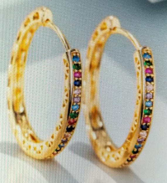 Elegance Rainbow Solid 925 Sterling Silver Hoop Earrings for Women Hoop Earrings Daisy Huggie