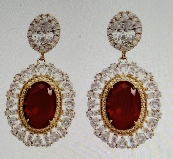 Red Stone Ruby 925 Drop Dangle Screw Back for Women Earrings for Girl Dainty Hypoallergenic Cubic Zirconia for Sensitive Ears Romantic