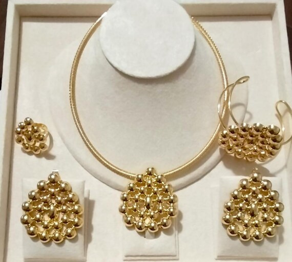Bridal Necklace and Earrings 4-piece Women's set 24k Fabulous 4pcs Water Drop Shape Necklace Earring Jewellery Set