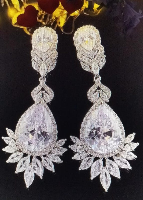 Silver Colour Screw back Earlobe 925 Sterling Silver CZ Droplet Dangle Earrings Chain for Women Long Threader Earrings