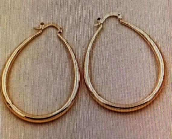 Gold Plated Hoop Earrings Sterling Silver 30mm Oval Hoop Earrings