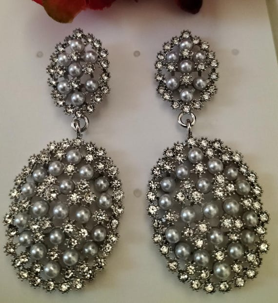 Silver Color Earings Gifts for Woman 925 Silver Earrings Studs, screw Back Pearls Cubic Zirconia Gemini Female Jewellery Sets