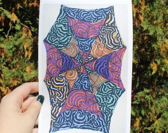 Impresión artística abstracta psicodélica espeluznante de Halloween