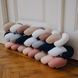 Braided pillow knotted Stopper Door protector Draft excluder Baby room decor Braided cushion Window Barrier Nursery decor Soft washable