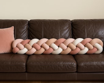 Almohada trenzada de tamaño doble para decoración de habitación de niña y niño.