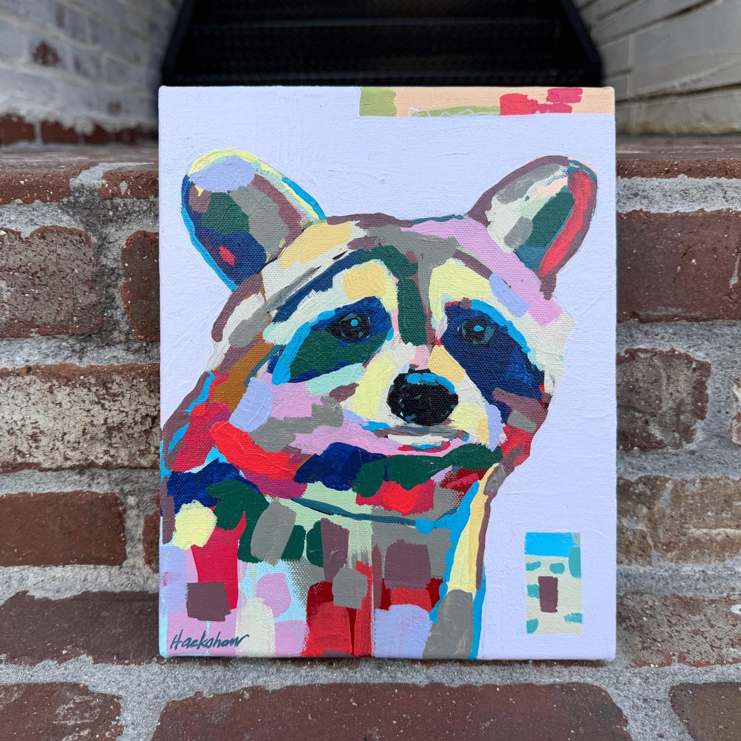 Original Painting - Raccoon - Acrylic on 8