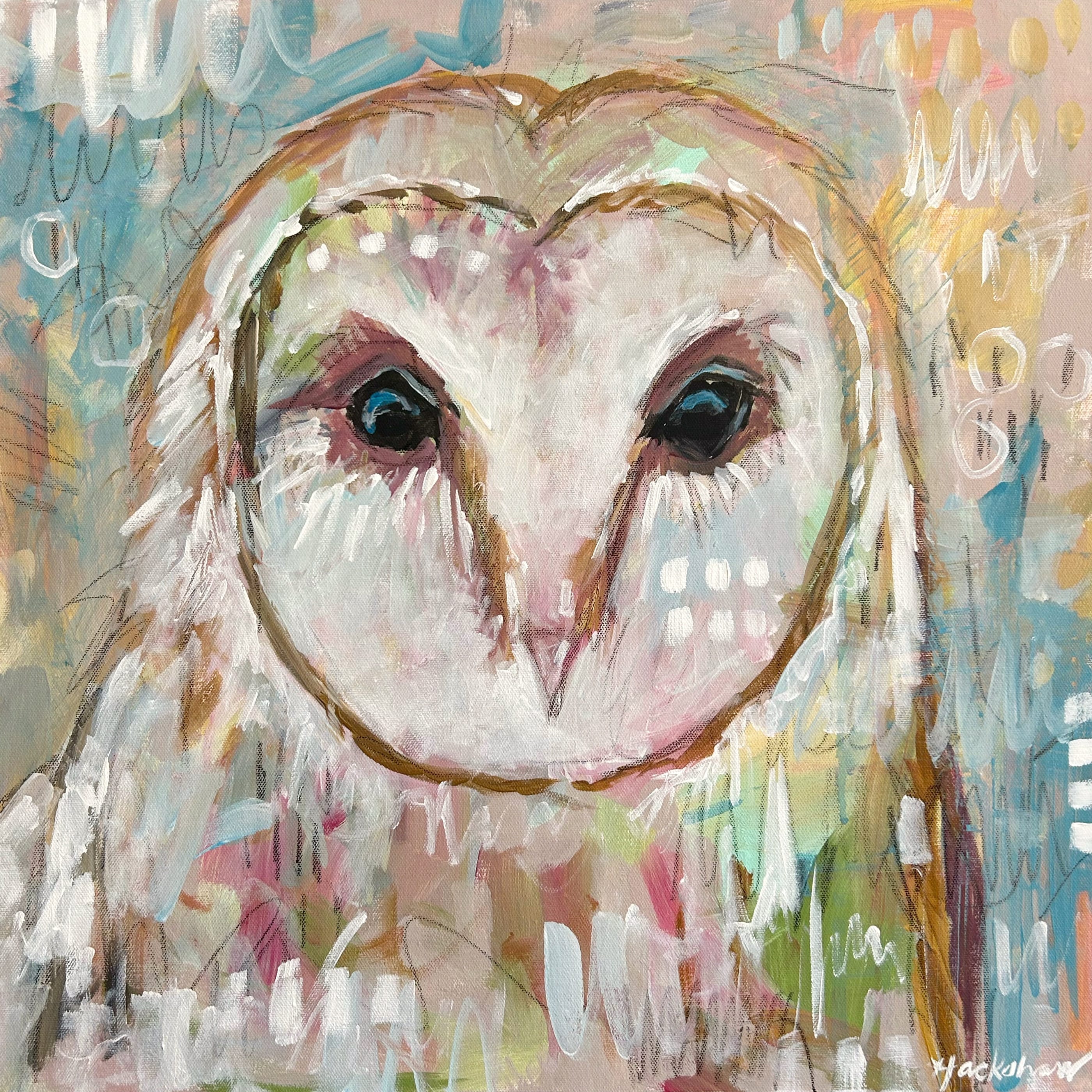 Origineel schilderij - Uil - Acryl op 20 \, image size:2800x2800