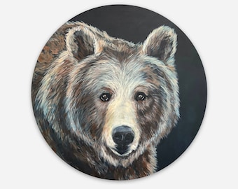 3" x 3" Bear Painting by Artist Ashley Hackshaw Sticker