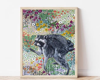 Konsttryck av tvättbjörnen Jimothy - 20x25 cm på matt papper