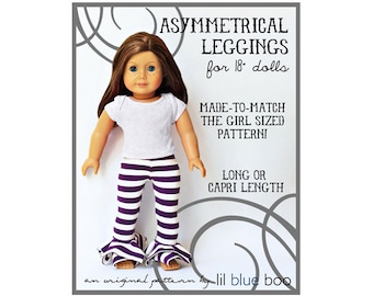 DIY PDF Pattern and Tutorial - Asymmetrical Leggings for 18 inch Dolls  - American Girl, My Generation