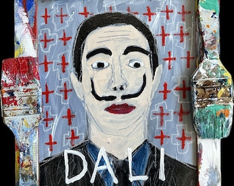 Original Painting on Canvas Board in 10"x12" Hand-painted Frame "Dali"