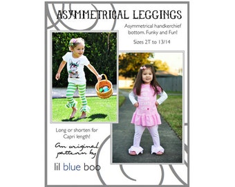 DIY PDF Pattern and Tutorial - Girl's Asymmetrical Leggings - Sizes 2T through 14