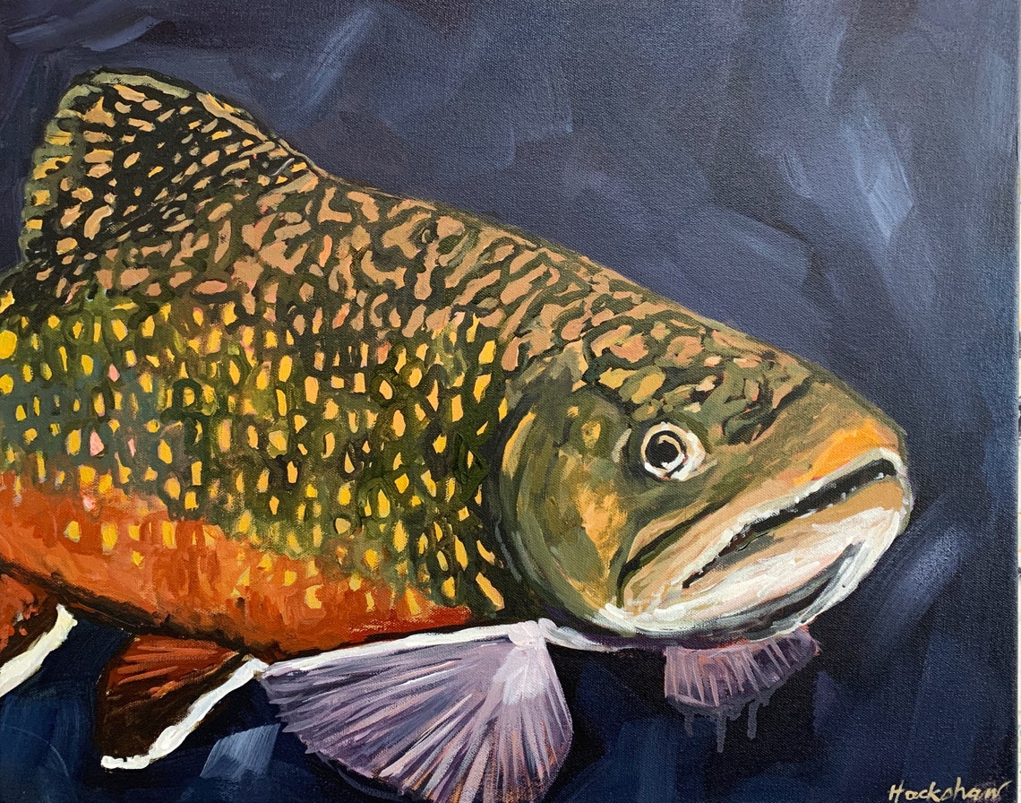 Original Painting Brook Trout Acrylic on 16 X Etsy Denmark