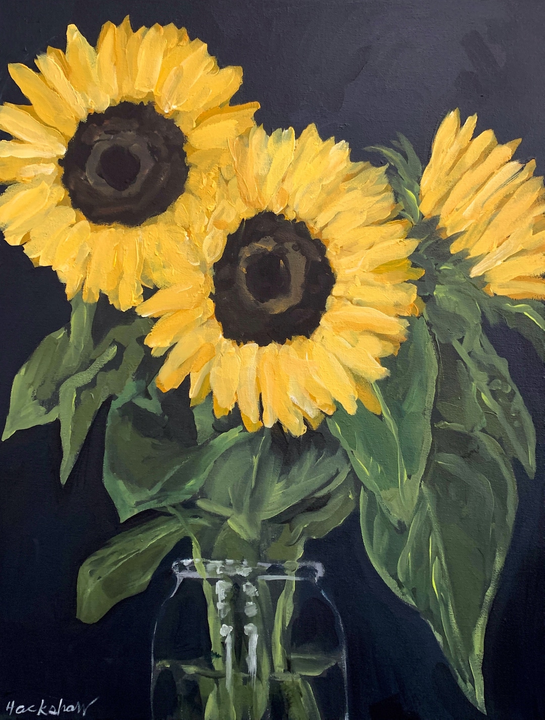 Original Painting - Sunflowers in Vase - Acrylic on 18" X 24" Canvas - Etsy