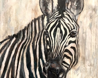 Original Painting - Zebra  - Acrylic on 20" x 20" Canvas