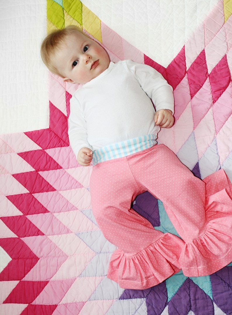 DIY PDF Sewing Pattern and Tutorial The Classic Knit Ruffle Pant Sizes 12M through 12 image 4