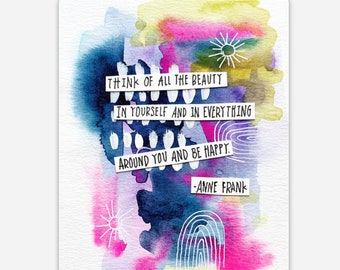 3" x 3.85" Think of All The Beauty Anne Franke Sticker