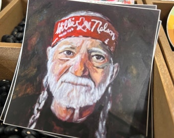 3" x 3" Willie Nelson Sticker