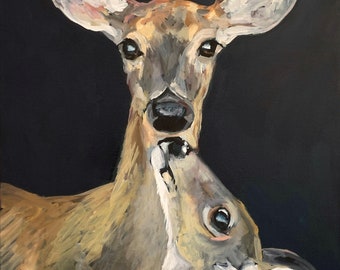 Fine Art Print - Deer and Baby - 8"x10" on Deep Matte Paper