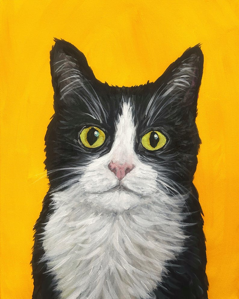 Tuxedo Cat Art Print: Modern Black and White Cat 8"x10" or 12"x16" - Etsy