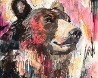 Fine Art Print - Colorful Bear - 8"x10" or 12"16" on Deep Matte Paper