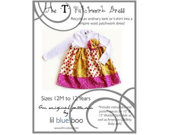 DIY PDF Pattern and Tutorial - T Patchwork Dress - Sizes 12M to 12 Years
