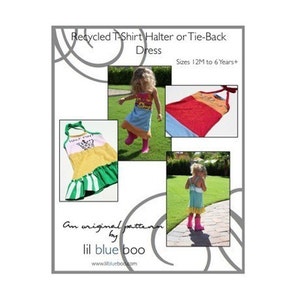 DIY Tutorial PDF Pattern - Recycled T-Shirt Halter/Tie-back Dress - Sizes 12M to 6 Years (plus)