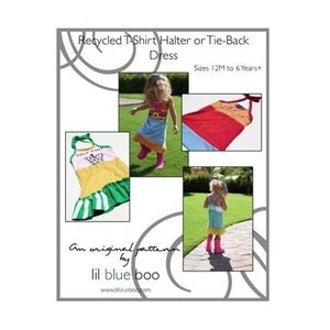 DIY Tutorial PDF Pattern Recycled T-Shirt Halter/Tie-back Dress Sizes 12M to 6 Years plus image 1