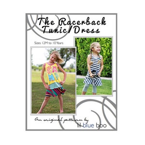 DIY PDF Sewing Pattern and Tutorial - Racerback Dress for Girls - Sizes 6M through 10