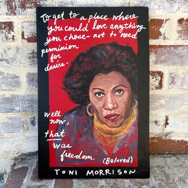 Portret van teruggewonnen hout - Toni Morrison - Acrylschilderij 18,25 x 12 inch