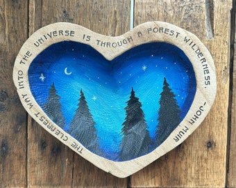 Hand-painted Wood Bowl - John Muir Quote