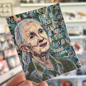 3.75" x 3" Jane Goodall Sticker - Hope image 3