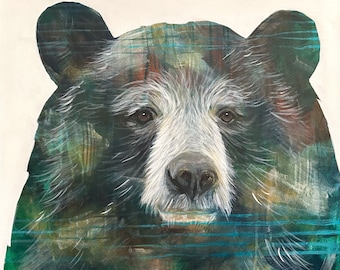 Original Painting - Colorful Bear - Acrylic on 24" x 24" Canvas