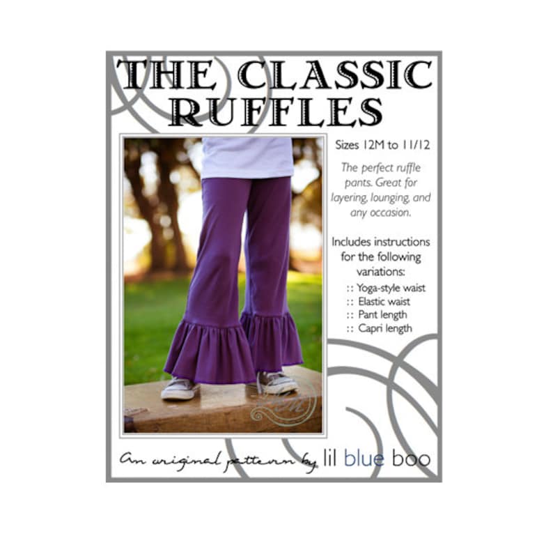 DIY PDF Sewing Pattern and Tutorial The Classic Knit Ruffle Pant Sizes 12M through 12 image 1