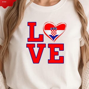Croatia LOVE PNG, Digital Croatian Flag Heart Design for T-Shirts, Patriotic Clipart for Sublimation, Crafts, or Travel Gifts