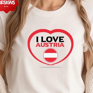 I Love Austria PNG, Austrian Heart Flag Graphic T-Shirt Design, Patriotic Austria Clipart, Digital Download for Cricut & DIY Gifts