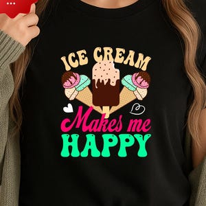 El helado me hace feliz PNG: Diseño de sublimación de verano (descarga digital)