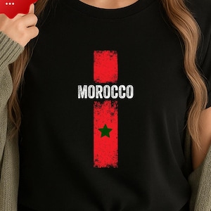 MOROCCO T-Shirt PNG, Star Accent Design, Bold Arabic Calligraphy Tee, Moroccan Pride Gift, Digital Download for Print-On-Demand