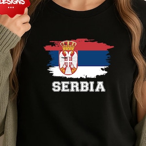 Serbia Flag T-Shirt PNG,  Serbian National Pride Digital Graphic, Patriotic Shirt Design, Printable Serbia Flag Clipart for Cricut