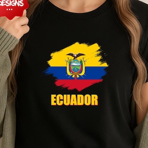 Ecuador Flag T-Shirt PNG, Ecuadorian Pride Sublimation Graphic, Digital Flag Art for Cricut & Silhouette, Patriotic Ecuador PNG Design