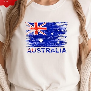 Australia Flag T-Shirt PNG, Digital Aussie Flag Design for Sublimation, Patriotic Clipart for Shirts, Mugs, Crafts & Travel Gifts