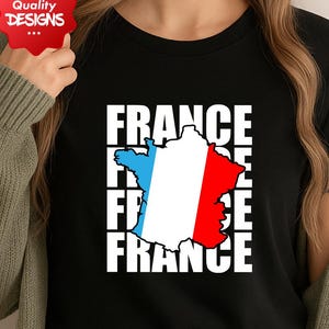 T-shirt de la carte de la France - chemise décontractée de la fierté française, cadeau pour les voyageurs, mode estivale, vêtements de vacances, parfait pour le jour de la Saint-Valentin