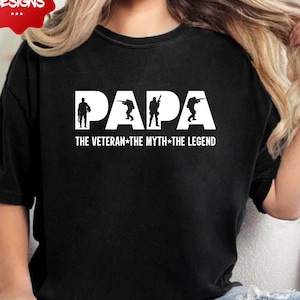 Papa The Veteran The Myth The Legend PNG , Patriotic Dad T-Shirt Design , Military Gift for Father , Veteran Dad Cricut , PNG Download