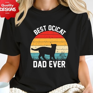 Best Ocicat Dad Ever PNG, Retro Sunset Katzenliebhaber Design, Perfekt für Vatertag, Geburtstagsgeschenke, T-Shirts, Tassen, digitaler Download