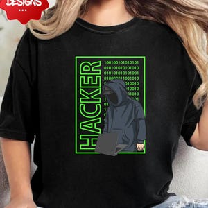 Binär Code Hacker Art PNG, Digital Tech Sublimation Design, Programmierer Clipart für Shirts, Aufkleber, Poster, Sofort Download