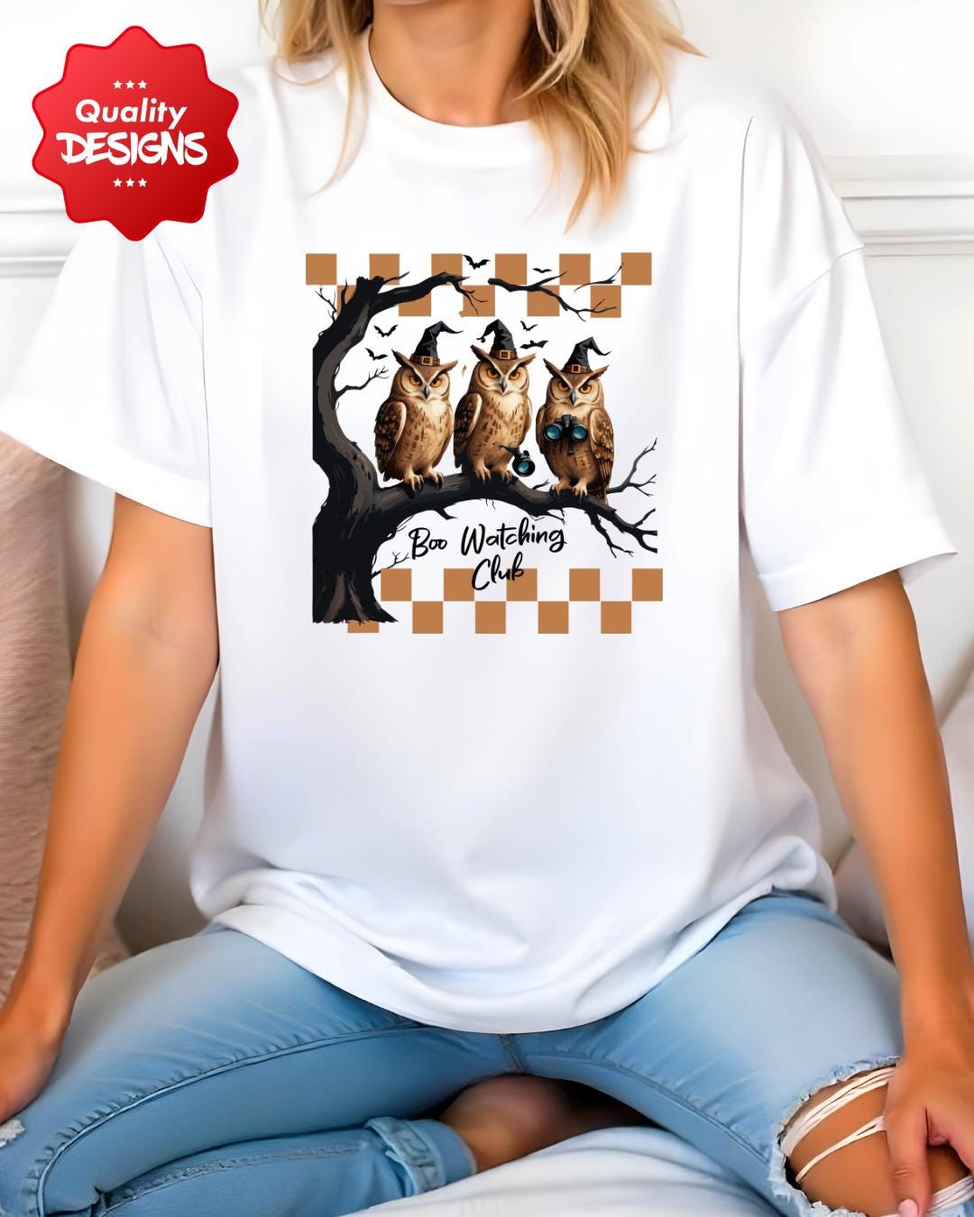 Boo Watching Club Halloween Owl T-Shirt, Spooky Graphic Tee, Trick or Treat, Sublimation Shirt, Fall