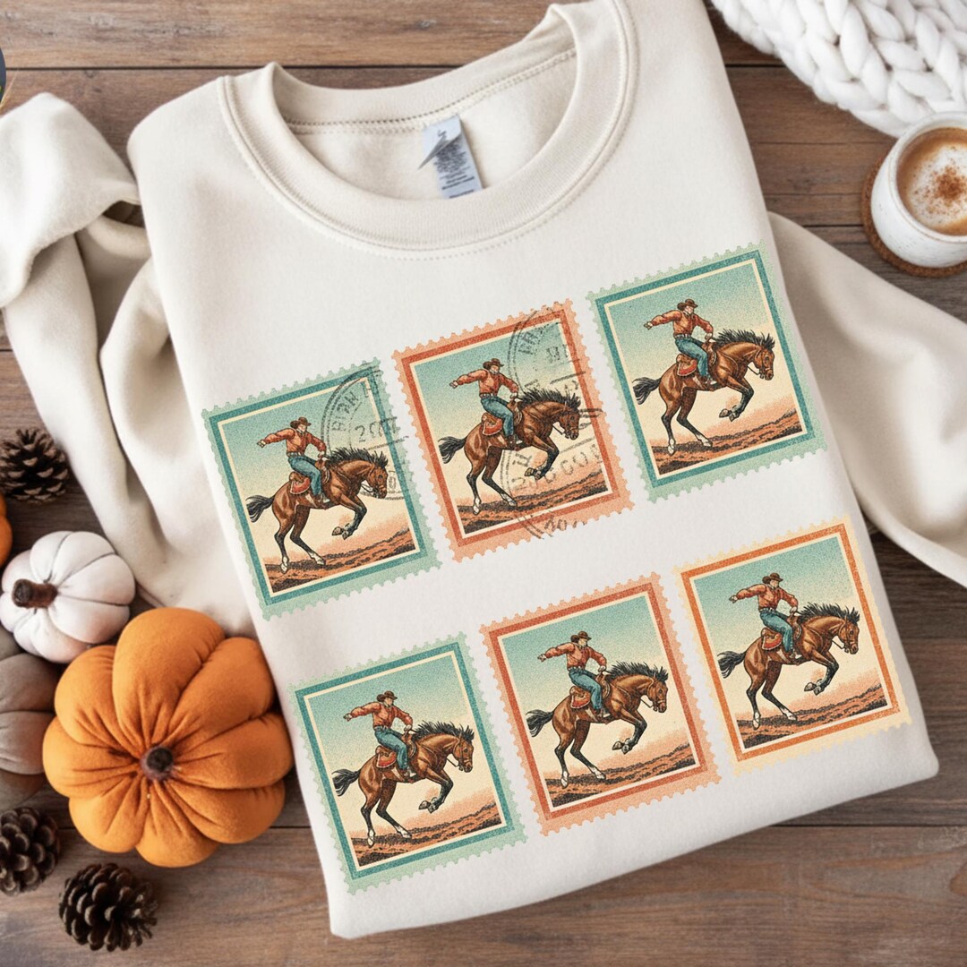 Stamp Rodeo Vintage Rodeo Cowboy Stamp PNG, Western Bronco Rider Art, Rustic Rodeo ...