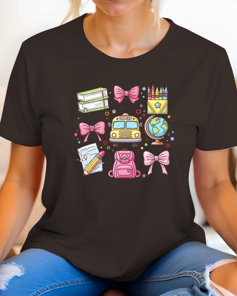Back to School PNG , Cute Pink Bow School Sublimation , Teacher Student ...